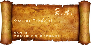 Rozman Arkád névjegykártya